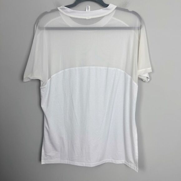 ATHLETA | Wanderlust Oversized White Short Sleeve Top Mesh Detail Women’s Size S - Picture 10 of 10